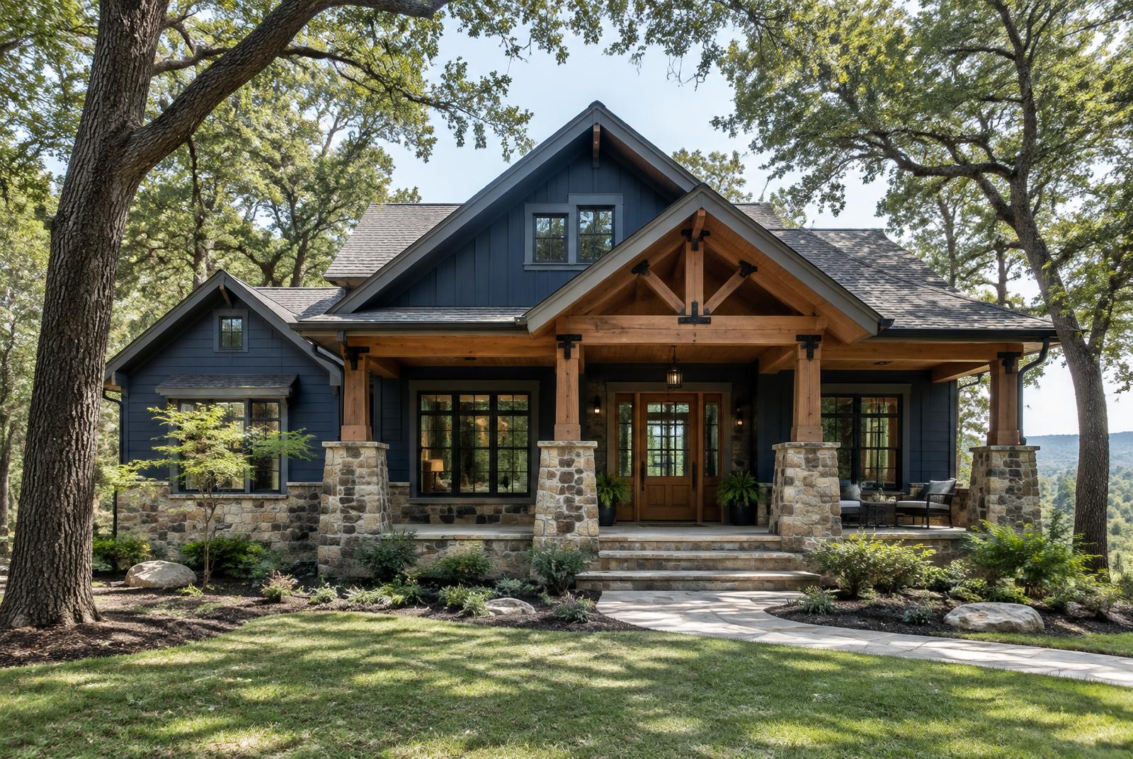 Craftsman with stone columns